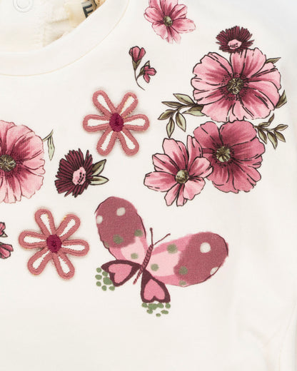 Completo 2 pz. felpato con fiorellini EMC