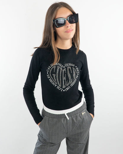 Maglioncino in viscosa con logo glitterato GUESS