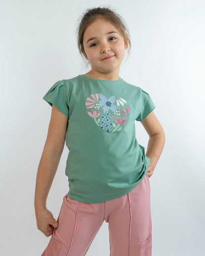T-shirt manica corta con fiori ricamati MAYORAL