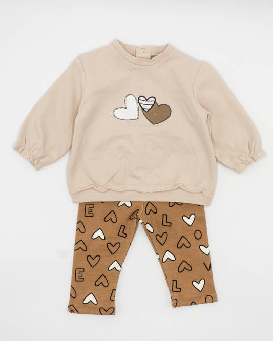 Completo 2pz. felpato con leggings a cuori MAYORAL