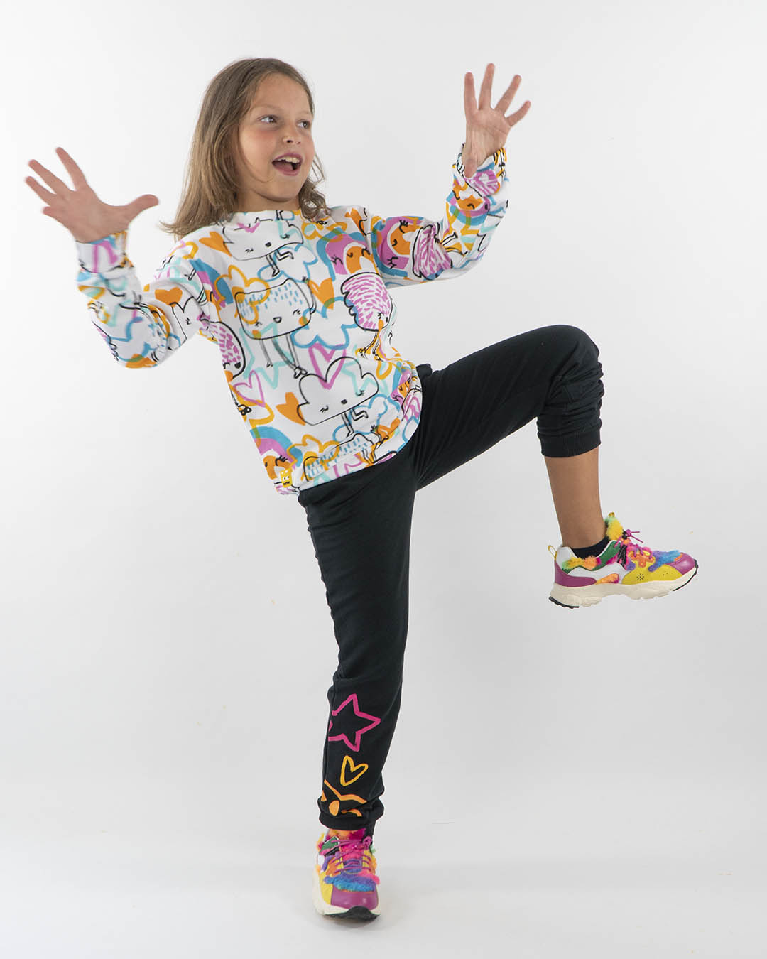 Completo 2 pezzi con felpa girocollo e pantalone