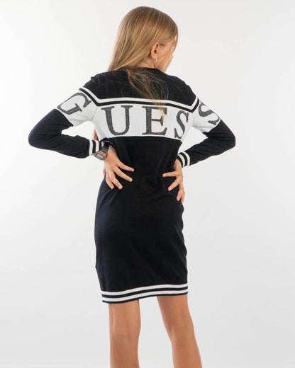 Abito in maglia con logo laminato