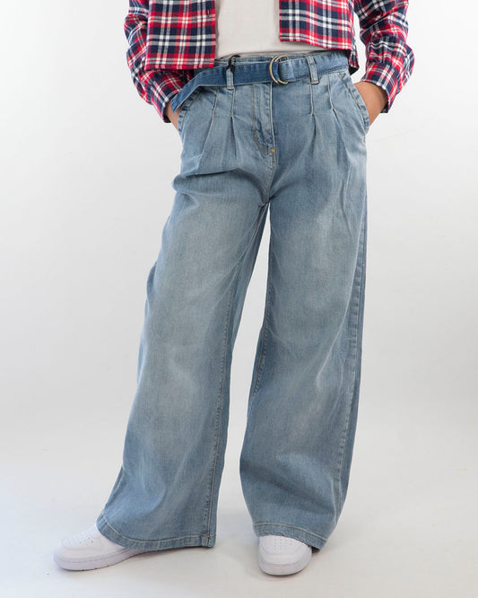 Jeans largo con pinces e cintura I DO