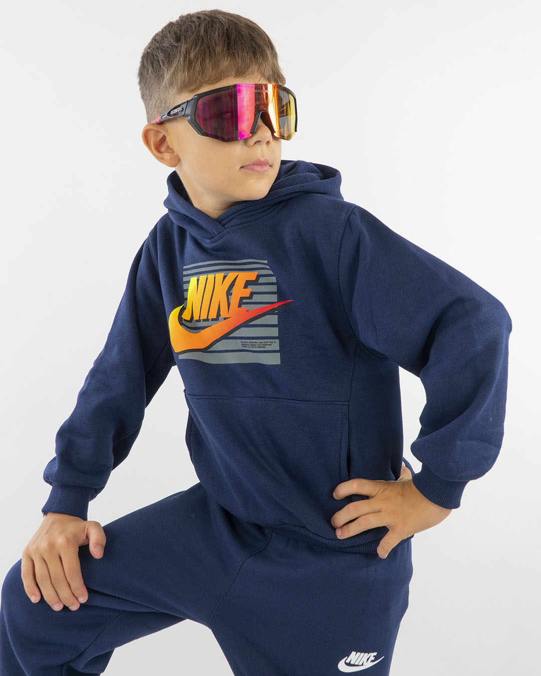 Tuta 2 pz. felpata con scritta sfumata NIKE