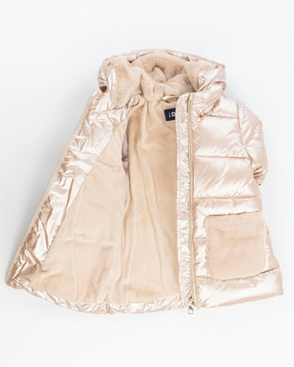 Giaccone lungo imbottito con tasche in pelo I DO