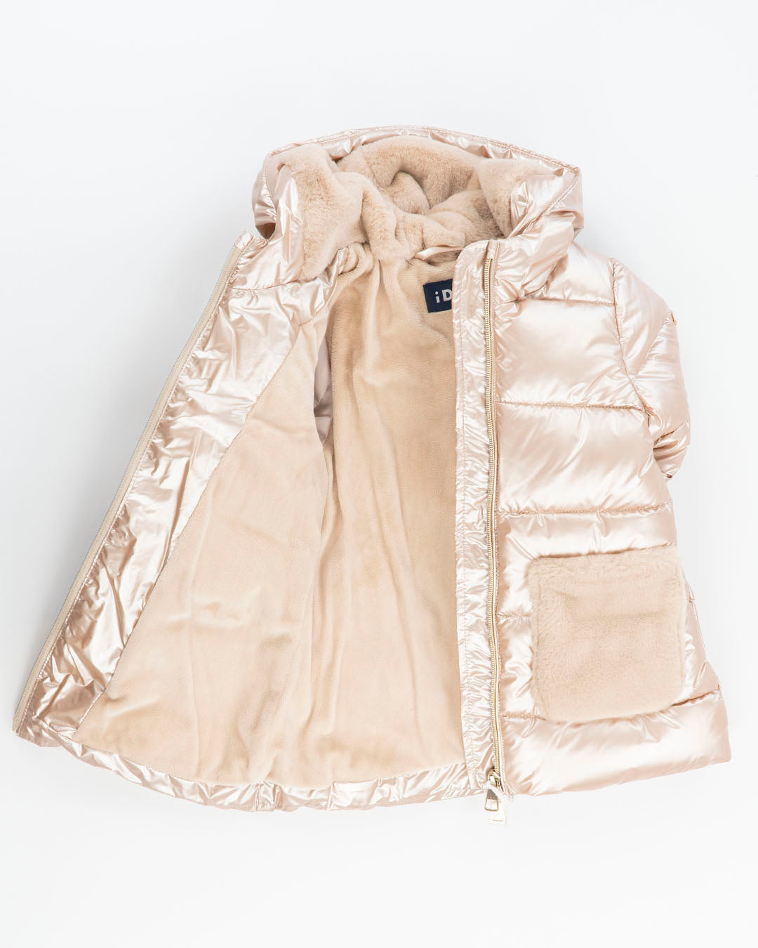 Giaccone lungo imbottito con tasche in pelo I DO