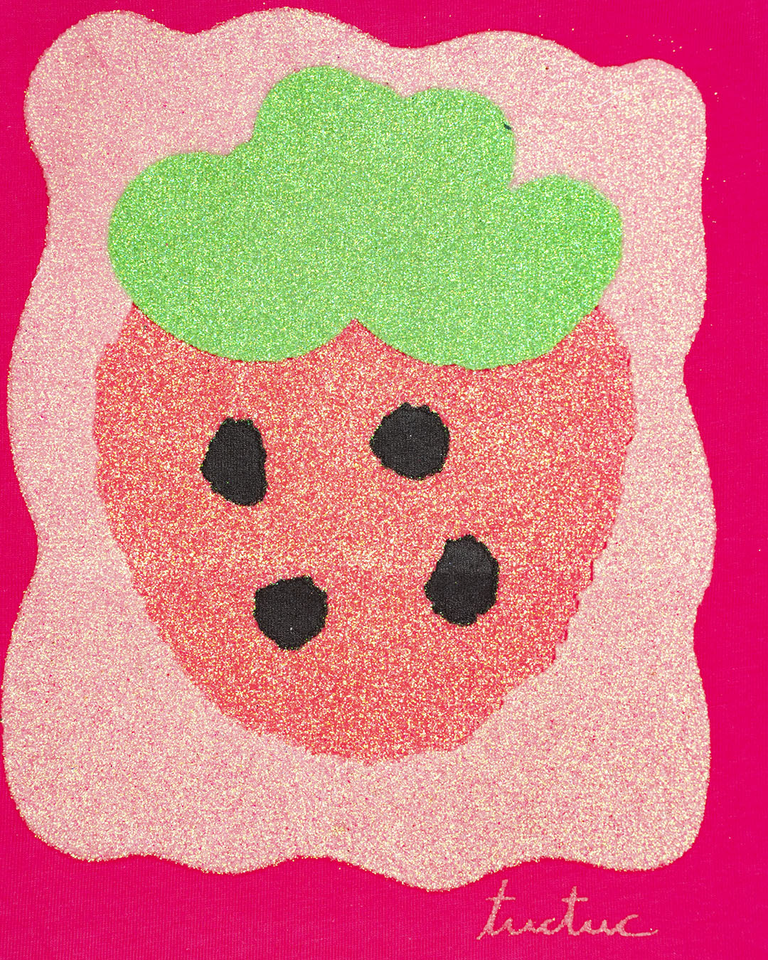Abito con stampa fragola glitterata