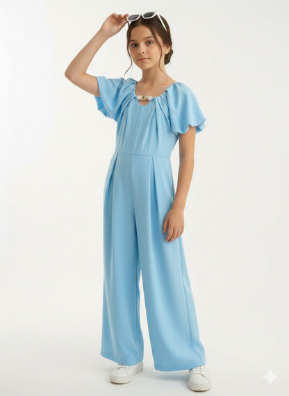 Tuta con manica a sbuffo e perle ABEL & LULA