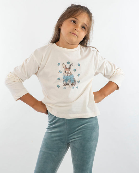 T-shirt con coniglietto e fiorellini MAYORAL