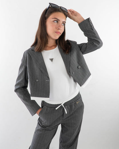 Giacca corta doppiopetto gessata  GUESS