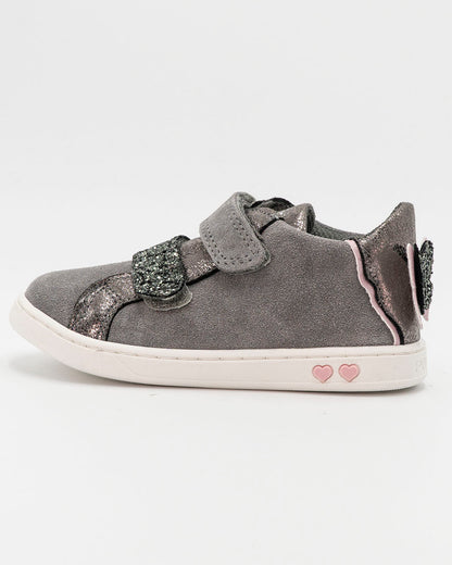 Scarpe in pelle con strappo e glitter