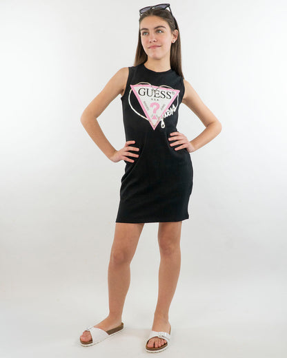 Abito smanicato elasticizzato con logo GUESS