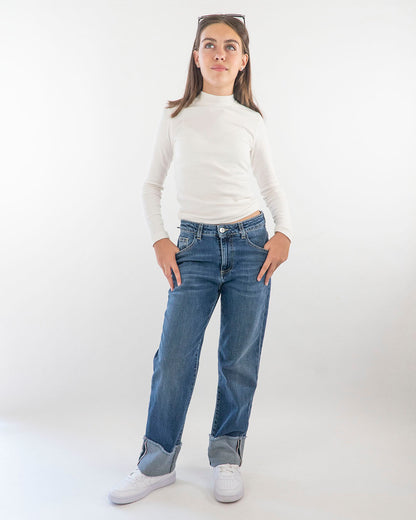 Jeans con risvolto Please