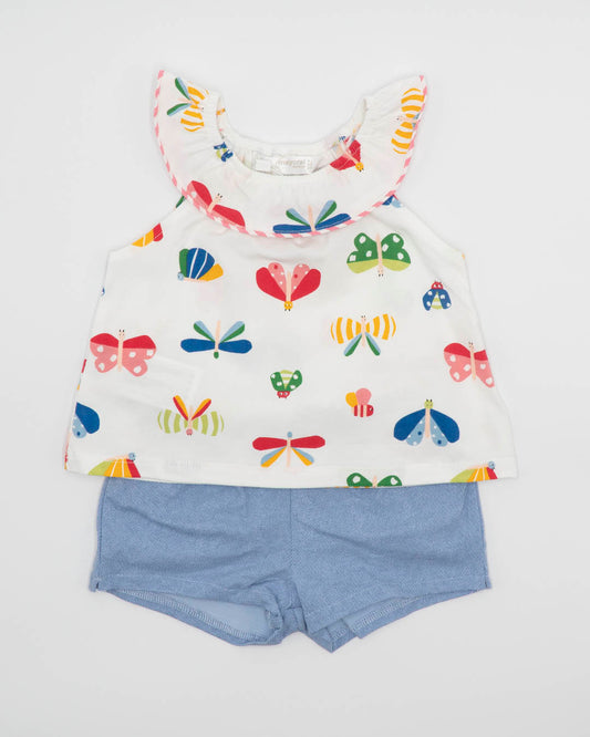 Completo smanicato con short tipo jeans