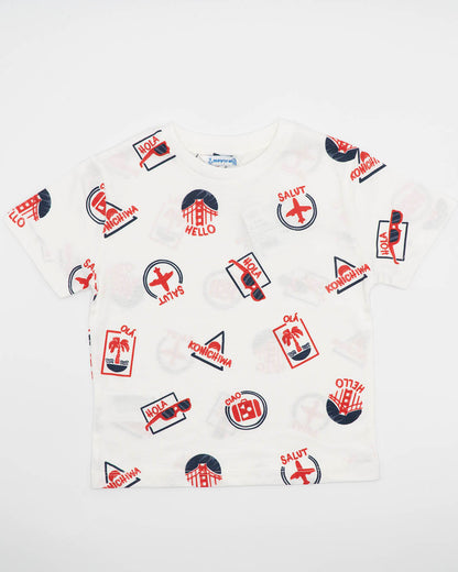 T-shirt manica corta con stampa saluti