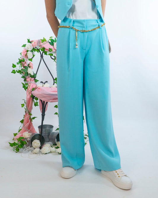 Pantalone fluido con cintura a catena I DO