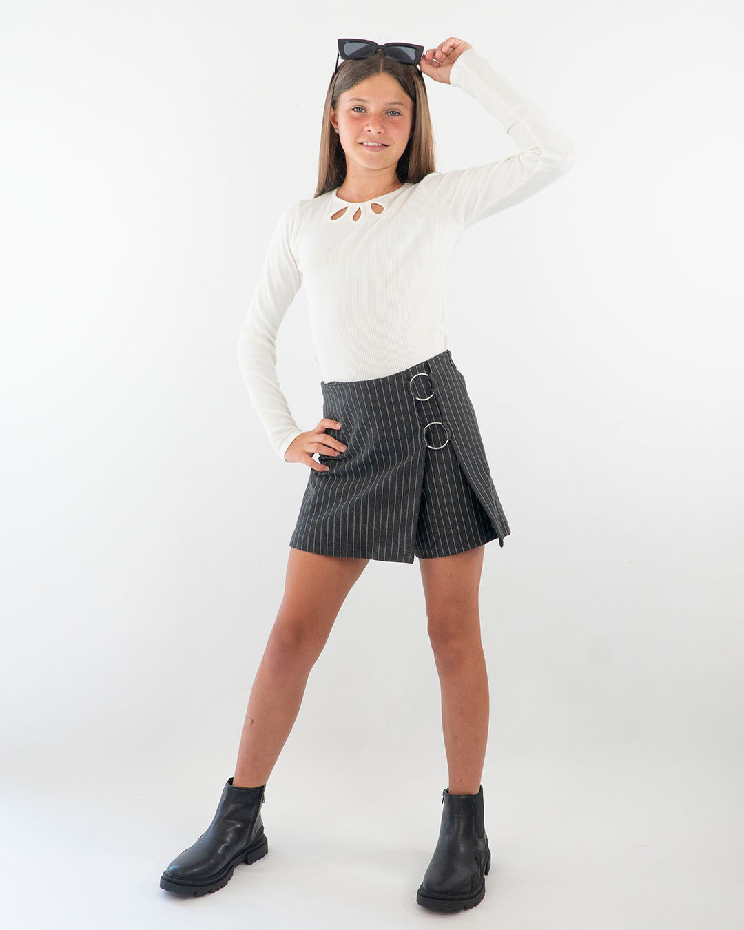 Gonna pantalone elasticizzata gessata MAYORAL