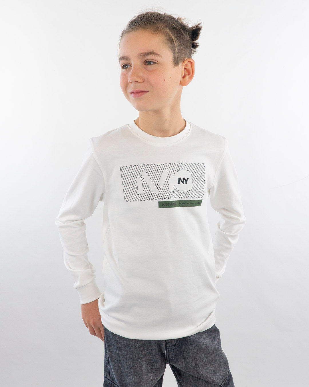 T-shirt manica lunga con scritta in rilievo I DO