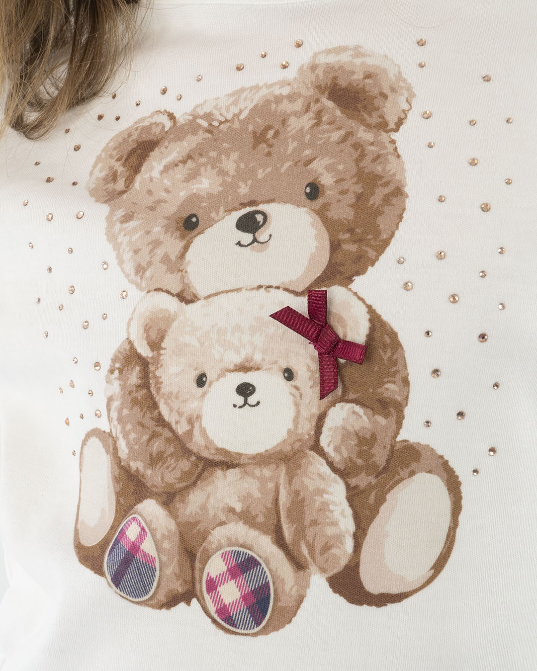 T-shirt manica lunga con orsetti e strass I DO