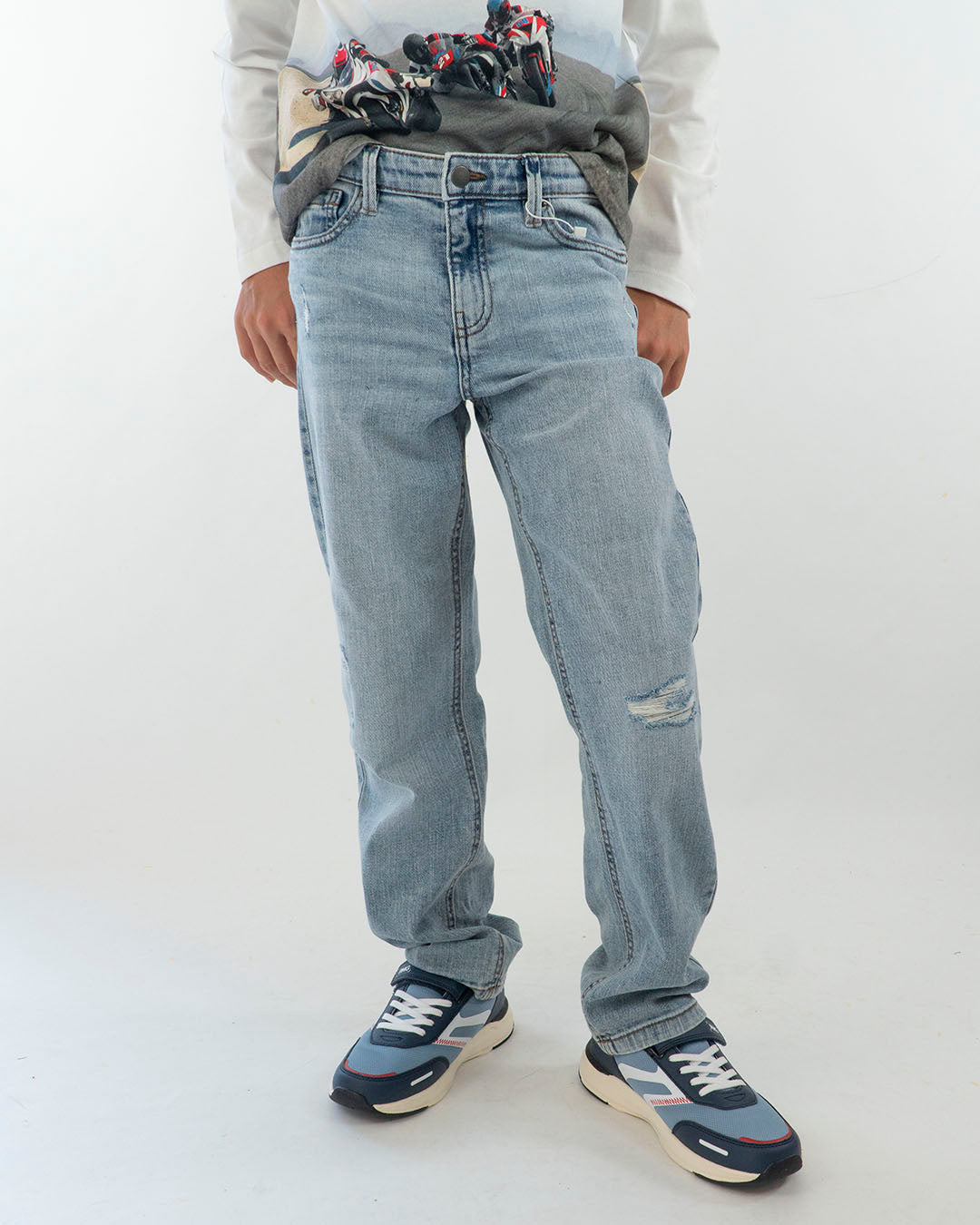 Jeans wide fit con finti strappi MAYORAL