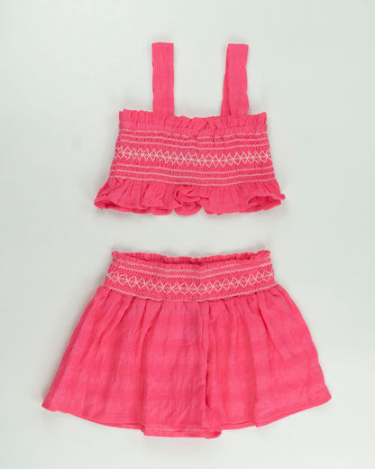Completo con top e short a nido d'ape MAYORAL