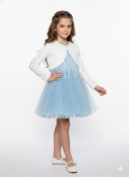 Abito con tulle e corpino a frange ABEL & LULA