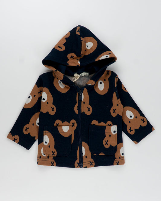 Felpa aperta felpata con orsetti e cappuccio EMC