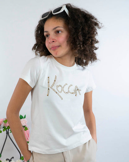 T-shirt elasticizzata con logo borchiato KOCCA