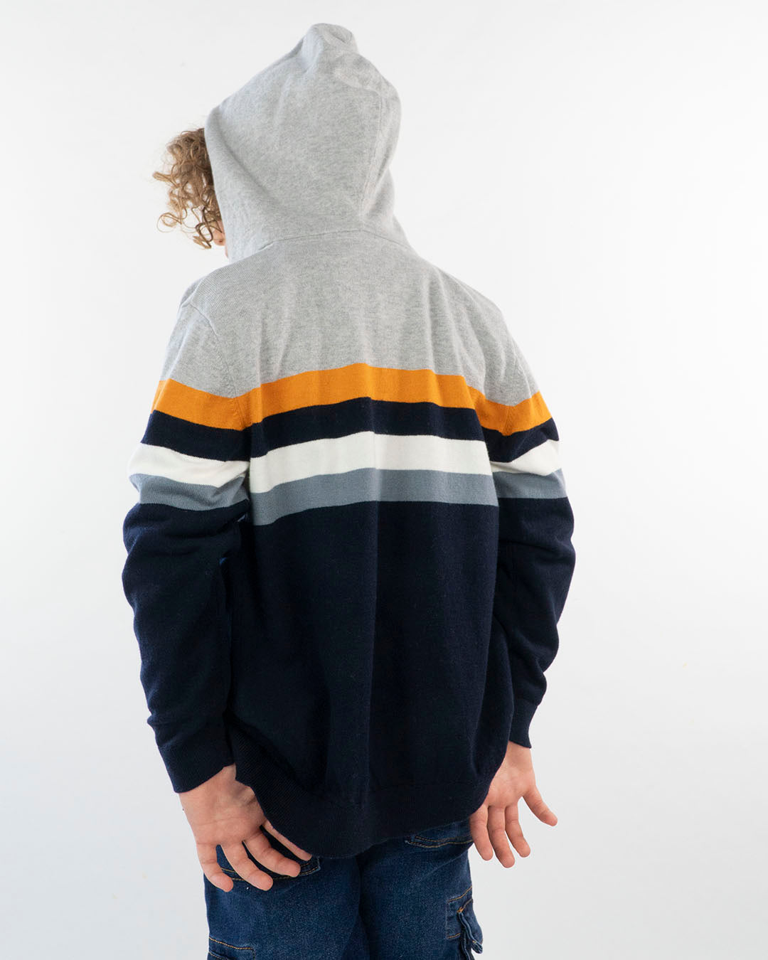 Cardigan misto lana rigato con cappuccio MAYORAL