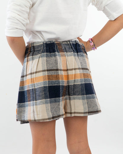 Gonna pantalone tessuto felpato a quadri MAYORAL