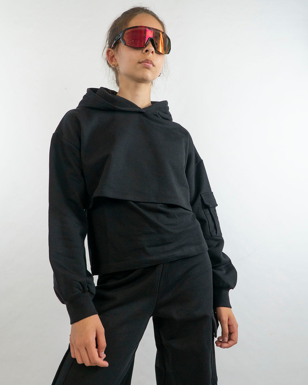 Completo 3 pz.con t-shirt, felpa e panta cargo IDO