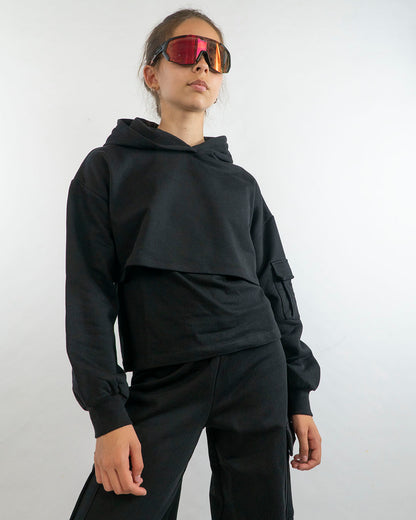Completo 3 pz.con t-shirt, felpa e panta cargo IDO