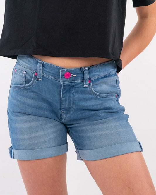 Shorts in Jeans con bottoni fucsia GUESS