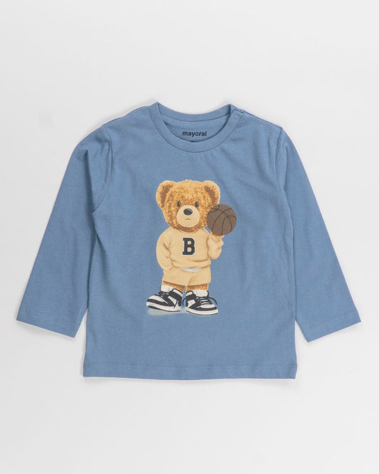 T-shirt manica lunga con orsetto con palla MAYORAL