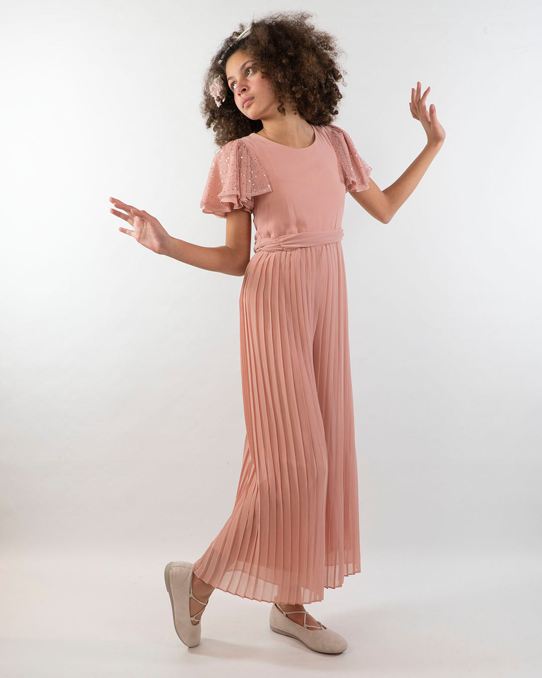 Tuta plissè con manica a retina ABEL & LULA