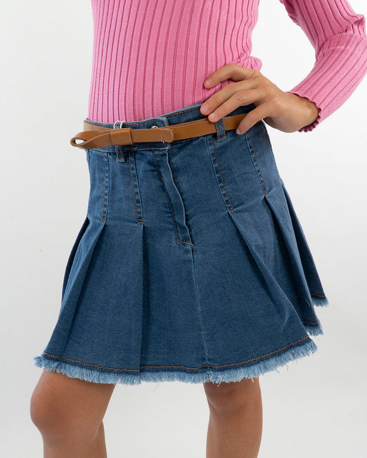 Gonna  in jeans a pieghe con cintura MAYORAL