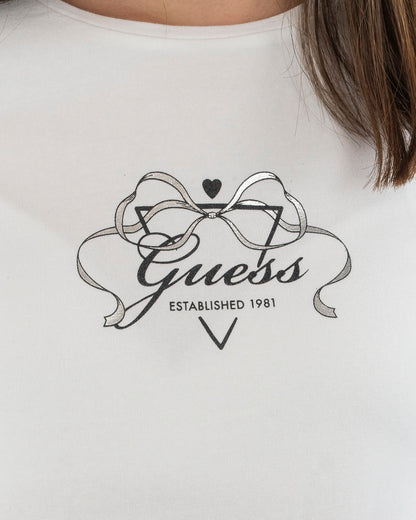 T-shirt manica lunga con logo infiocchettato GUESS