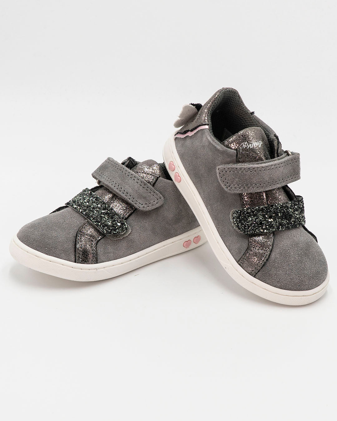 Scarpe in pelle con strappo e glitter