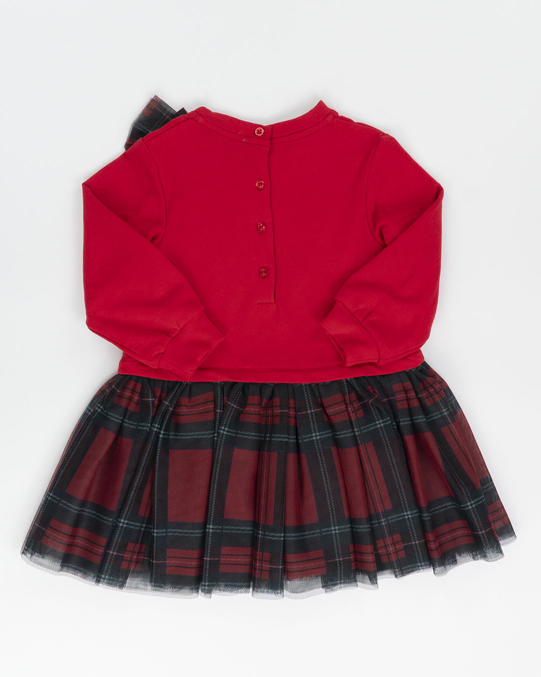 Abito in felpa e tulle con strass e fiocco I DO