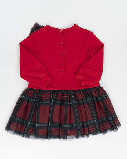 Abito in felpa e tulle con strass e fiocco I DO