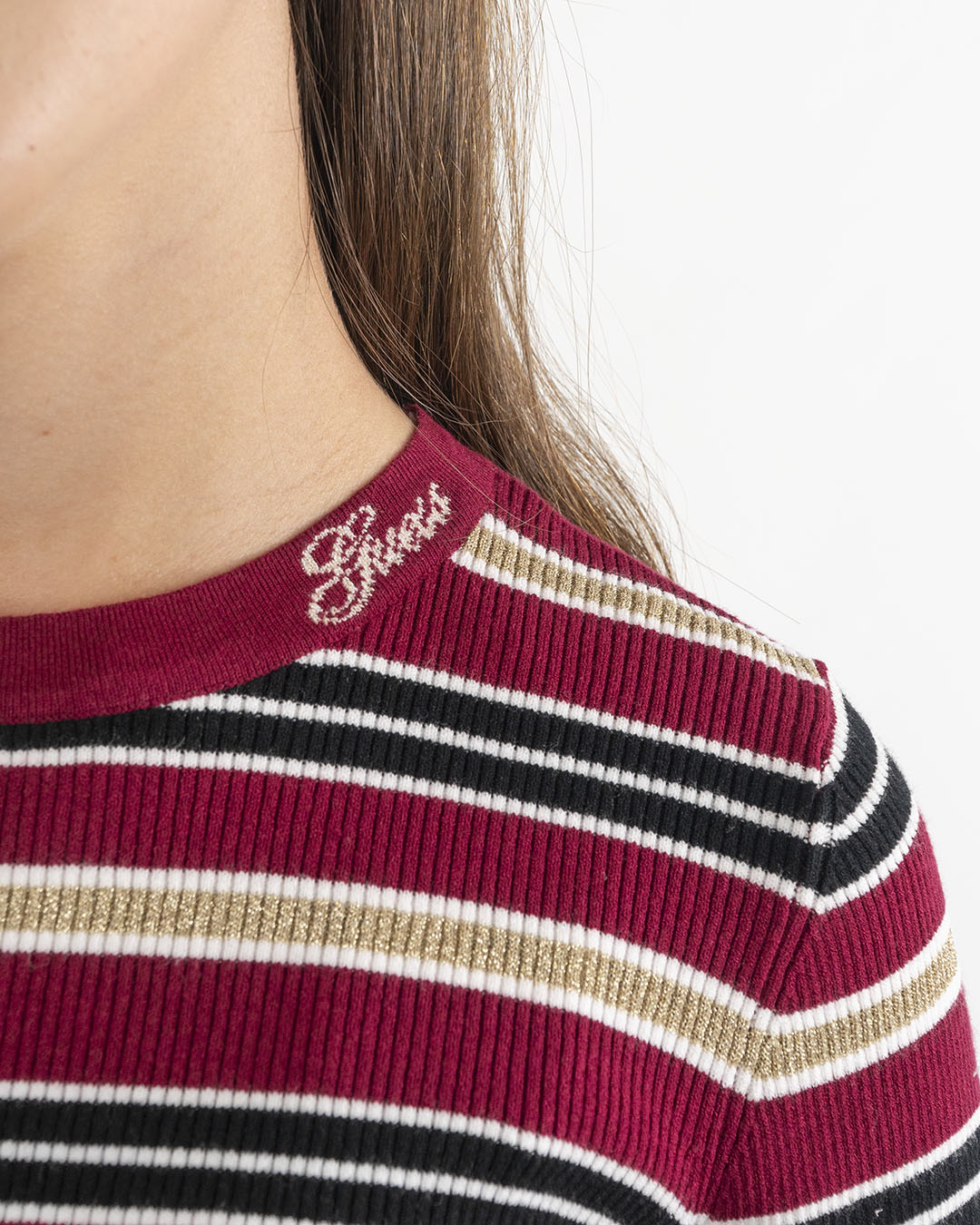 Maglioncino rigato a costine con lurex GUESS
