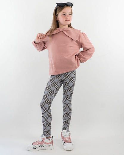 Completo felpato con legging a quadri MAYORAL
