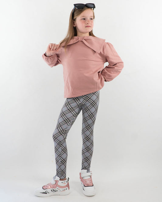 Completo felpato con legging a quadri MAYORAL