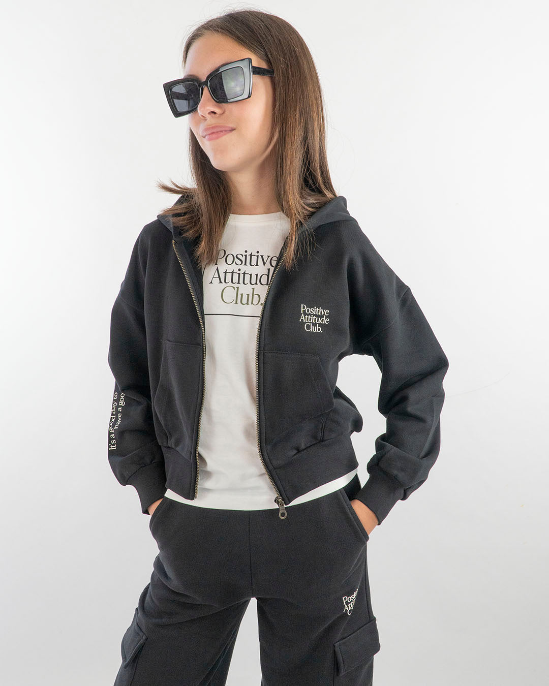 Felpa aperta a peso medio con scritte  I DO