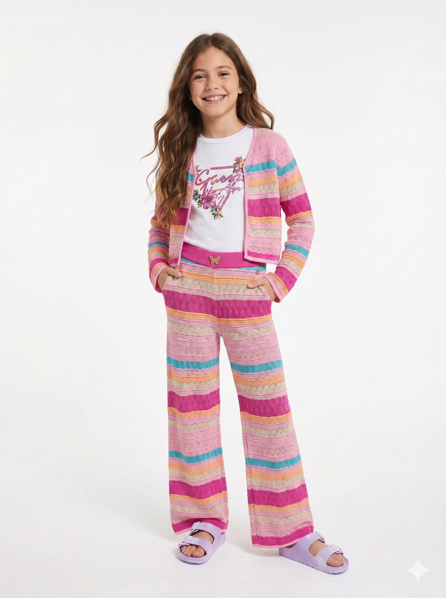 Pantaloni crochet a palazzo J6GB04Z5480-S40Q GUESS