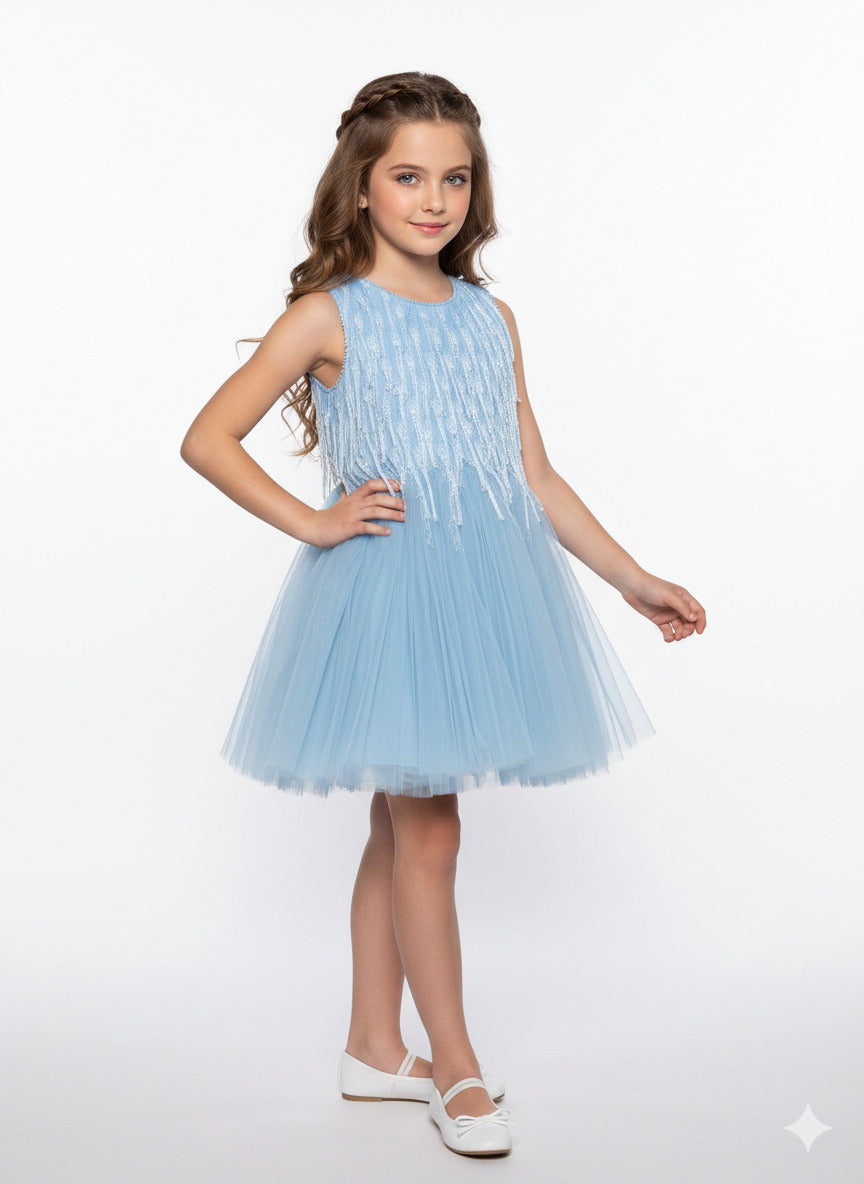 Abito con tulle e corpino a frange ABEL & LULA