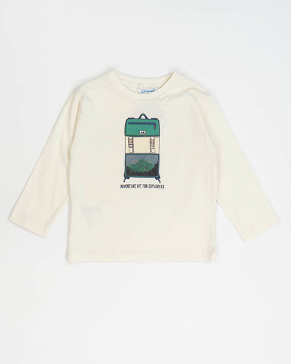 T-shirt con stampa zaino