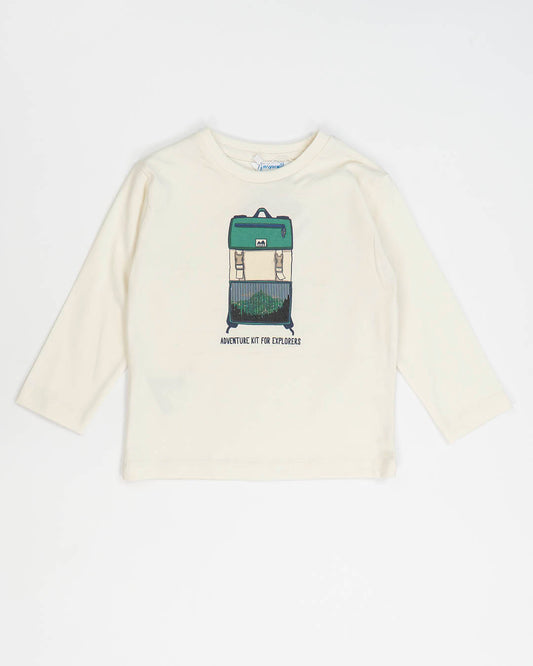T-shirt con stampa zaino