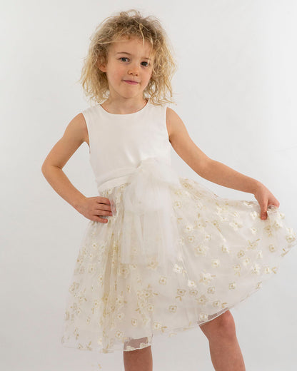Abito con gonna in tulle a fiori dorati  I DO