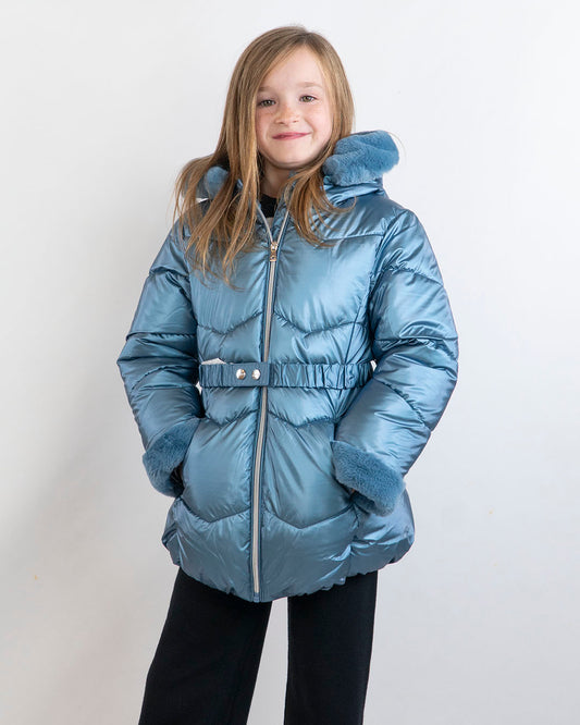 Giaccone metallizzato foderato con cintura MAYORAL